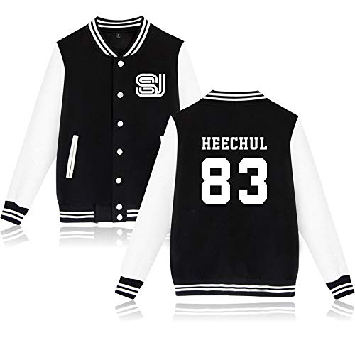 KPOP Super Junior Baseball Jacke Mit der Taste Bedrucken Pullover Langarm Sweatshirts Loose Warme Sweater Tops Für Fans Männer und Frauen LeeTeuk YeSung ShinDong DongHae EunHyuk Siwon von NCTCITY