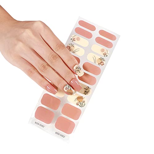 NCTCITY 20PCS Gel Nagellack Aufkleber, Halbgehärtete Gel-Nagellack Streifen Wasserdichte Full Wraps Nagelaufkleber mit Nagelfeile Selbstklebende Nagelstreifen Nageldekoration (Beige Rosa) von NCTCITY