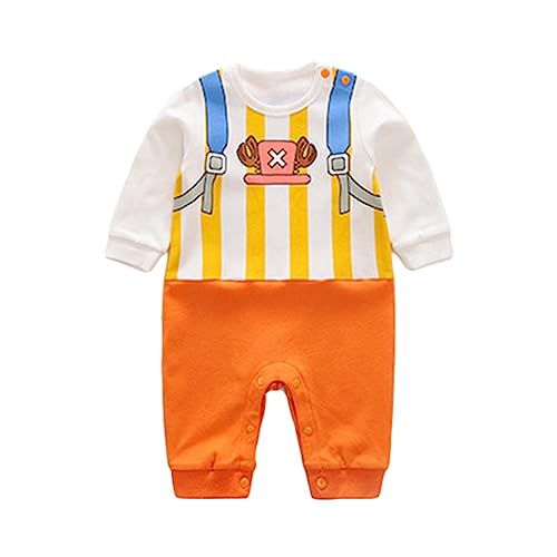 NCTCITY Baby Jungen Mädchen Spielanzug Unisex Bodys Einteiler Overall Neugeborene Strampler Kleinkinder Jumpsuit Anime Cosplay Bodysuit Playwear Onesies mit Druckknopf Luffy Chopper Son Goku von NCTCITY