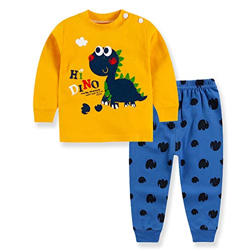 NCTCITY Baby Jungen Maedchen Zweiteiliger Schlafanzug Tops und Hose Kuscheliger Nachthemd Sleepshirt 2pcs Set Nachtwäsche Pyjama Niedlich Bekleidung von NCTCITY