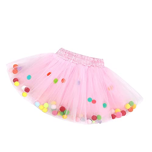 NCTCITY Baby Mädchen Tüllrock Kinder Tanzrock Prinzessin Ballettrock Minirock Tanz Kleid Tutu Pettiskirt mit Pom Pom Balls für Performance Party 1-6 Jahre von NCTCITY