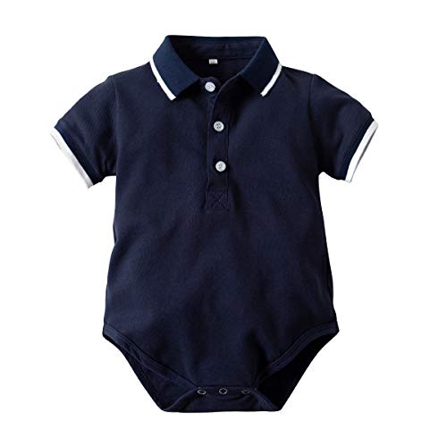 NCTCITY Baby Strampler Gentleman Overall V-Ausschnitt Jumpsuit Neugeborene Kleinkinder Jungen Polo Shirt Tops Taufe Hochzeit Kurzarm Bodysuit Playwear Sommer Spielanzug Onesies mit Druckknopf von NCTCITY