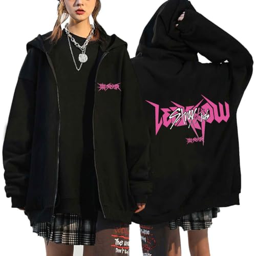 NCTCITY Damen Kapuzenjacke KPOP Stray Kids 樂-Star Y2K E-Girl Zip Up Hoodies Freizeit Streetwear Sweater Langarm Top Harajuku Oversized Jacke Sweatshirt SKZ BangChan Changbin Hyunjin Han Felix von NCTCITY