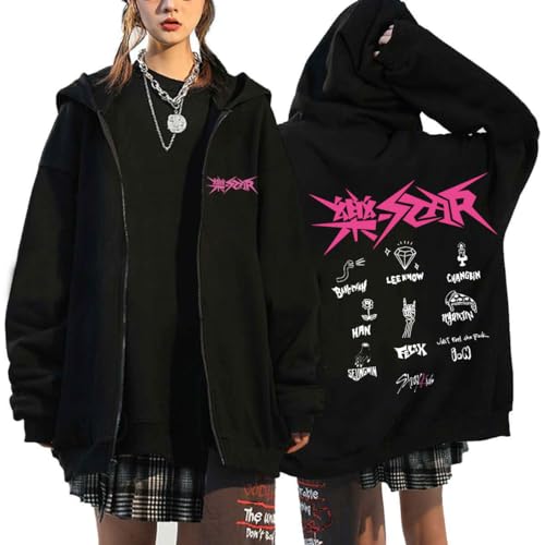 NCTCITY Damen Kapuzenjacke KPOP Stray Kids 樂-Star Y2K E-Girl Zip Up Hoodies Freizeit Streetwear Sweater Langarm Top Harajuku Oversized Jacke Sweatshirt SKZ BangChan Changbin Hyunjin Han Felix von NCTCITY