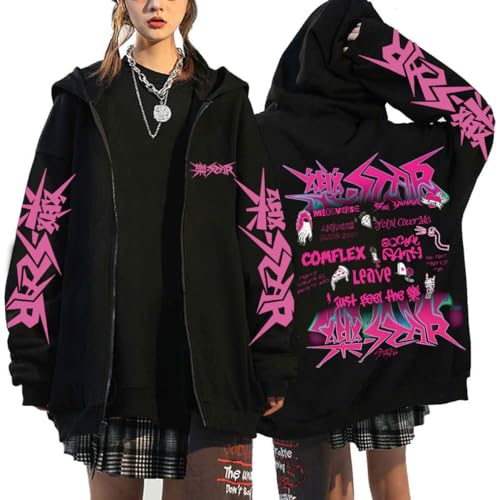 NCTCITY Damen Kapuzenjacke KPOP Stray Kids 樂-STAR Y2K E-Girl Zip Up Hoodies Freizeit Streetwear Sweater Langarm Top Harajuku Oversized Jacke Sweatshirt SKZ BangChan Changbin Hyunjin Han Felix von NCTCITY