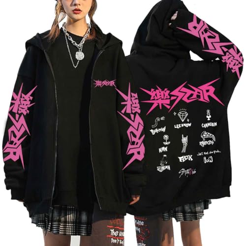 NCTCITY Damen Kapuzenjacke KPOP Stray Kids 樂-Star Y2K E-Girl Zip Up Hoodies Freizeit Streetwear Sweater Langarm Top Harajuku Oversized Jacke Sweatshirt SKZ BangChan Changbin Hyunjin Han Felix von NCTCITY