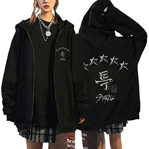 NCTCITY Damen Kapuzenjacke KPOP Stray Kids Y2K E-Girl Zip Up Hoodies Freizeit Streetwear Sweater Langarm Top Harajuku Oversized Jacke Sweatshirt 5-Star MANIAC NOEASY MIROH Hyunjin Han Felix Jisung von NCTCITY