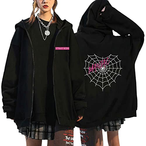 NCTCITY Damen Kapuzenjacke KPOP Stray Kids Y2K E-Girl Zip Up Hoodies Freizeit Streetwear Sweater Langarm Top Harajuku Oversized Jacke Sweatshirt 5-Star MANIAC NOEASY MIROH Hyunjin Han Felix Jisung von NCTCITY