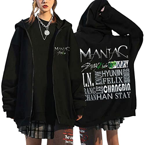 NCTCITY Damen Kapuzenjacke KPOP Stray Kids Y2K E-Girl Zip Up Hoodies Freizeit Streetwear Sweater Langarm Top Harajuku Oversized Jacke Sweatshirt 5-Star MANIAC NOEASY MIROH Hyunjin Han Felix Jisung von NCTCITY