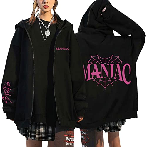 NCTCITY Damen Kapuzenjacke KPOP Stray Kids Y2K E-Girl Zip Up Hoodies Freizeit Streetwear Sweater Langarm Top Harajuku Oversized Jacke Sweatshirt 5-Star MANIAC NOEASY MIROH Hyunjin Han Felix Jisung von NCTCITY