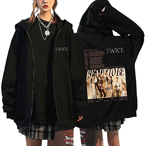 NCTCITY Damen Kapuzenjacke Twice Y2K E-Girl Zip Up Hoodies Freizeit Streetwear Sweater Langarm Top Harajuku Oversized Jacke Sweatshirt Ready to BE NAYEON MOMO SANA JIHYO MINA TZUYU von NCTCITY