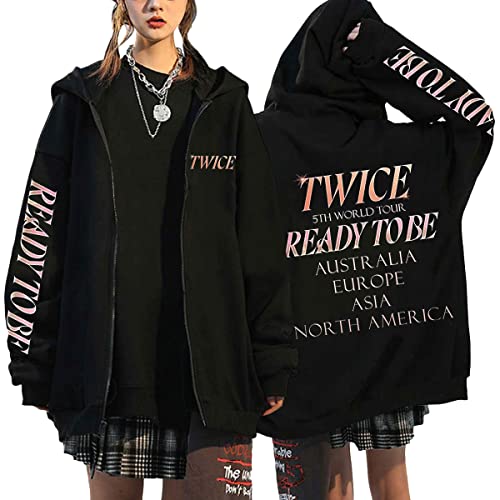 NCTCITY Damen Kapuzenjacke Twice Y2K E-Girl Zip Up Hoodies Freizeit Streetwear Sweater Langarm Top Harajuku Oversized Jacke Sweatshirt Ready to BE NAYEON MOMO SANA JIHYO MINA TZUYU von NCTCITY