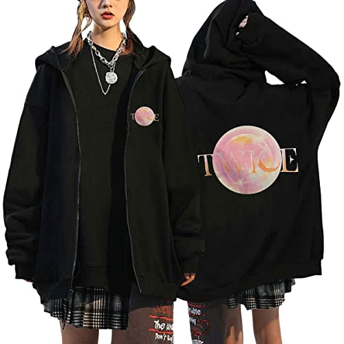 NCTCITY Damen Kapuzenjacke Twice Y2K E-Girl Zip Up Hoodies Freizeit Streetwear Sweater Langarm Top Harajuku Oversized Jacke Sweatshirt Ready to BE NAYEON MOMO SANA JIHYO MINA TZUYU von NCTCITY