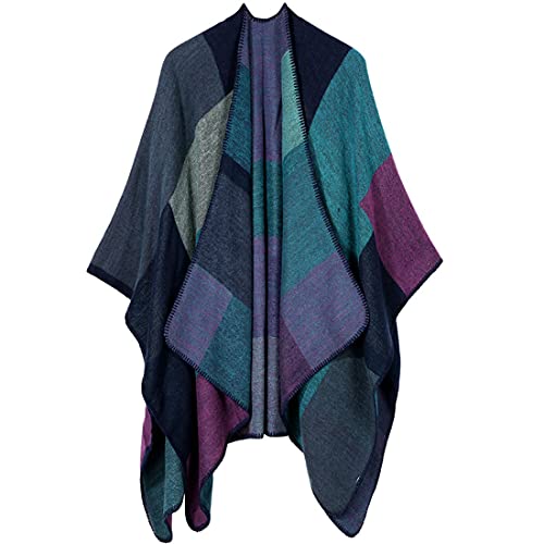 NCTCITY Damen Poncho Cape Gestrickt Decke Open Front Kap-Schal Wrap Cardigan Coat Elegant Habe Übergroße Wickelschal Umhang Winter Warm Wendeponcho von NCTCITY