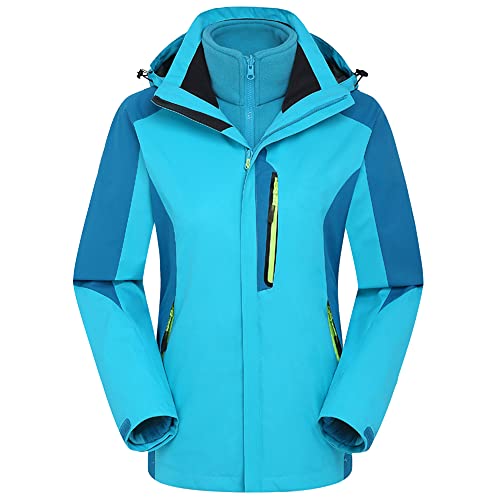 NCTCITY Damen Softshelljacke 3 in 1 Wasserdicht Winterjacke Skijacke Herren Funktionsjacke Warm Fleecejacke Regenjacke Atmungsaktiv Winddichte Wanderjacke Freizeitjacke mit Kapuze Outdoormantel von NCTCITY