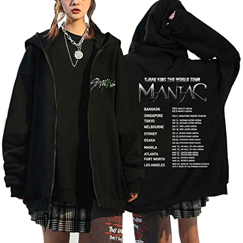 NCTCITY Herren Damen Kapuzenjacke Stray Kids Y2K Zip Hoodie MANIAC Bedrucken Lose Freizeit Streetwear Sweater Langarm Top Oversized Sweatshirt BangChan Hyunjin Han Felix Seungmin I.N von NCTCITY