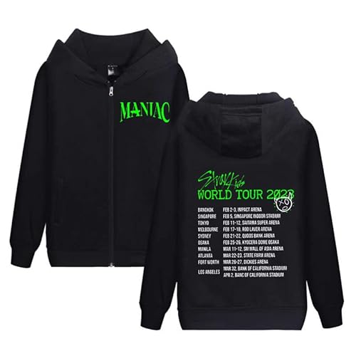 NCTCITY Herren Damen Kapuzenjacke Stray Kids Y2K Zip Hoodie MANIAC Bedrucken Lose Freizeit Streetwear Sweater Langarm Top Oversized Sweatshirt BangChan Hyunjin Han Felix Seungmin I.N von NCTCITY