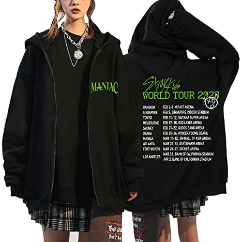 NCTCITY Herren Damen Kapuzenjacke Stray Kids Y2K Zip-Hoodies MANIAC Bedrucken Lose Freizeit Streetwear Sweater Langarm Top Oversized Sweatshirt Changbin Hyunjin Han Felix Seungmin I.N von NCTCITY