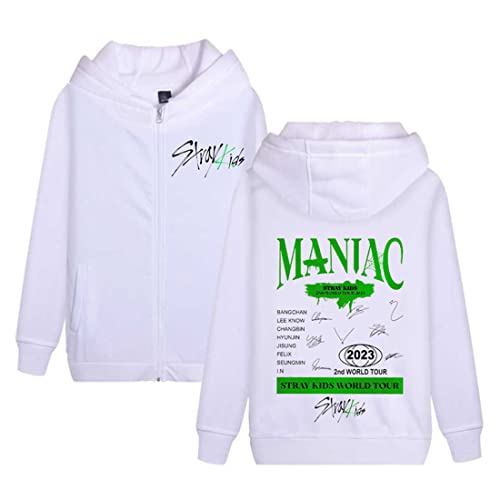 NCTCITY Herren Damen Kapuzenjacke Stray Kids Y2K Zip-Hoodies MANIAC Bedrucken Lose Freizeit Streetwear Sweater Langarm Top Oversized Sweatshirt Changbin Hyunjin Han Felix Seungmin I.N von NCTCITY