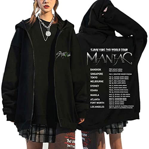 NCTCITY Herren Damen Kapuzenjacke Stray Kids Y2K Zip-Hoodies MANIAC Bedrucken Lose Freizeit Streetwear Sweater Langarm Top Oversized Sweatshirt Changbin Hyunjin Han Felix Seungmin I.N von NCTCITY