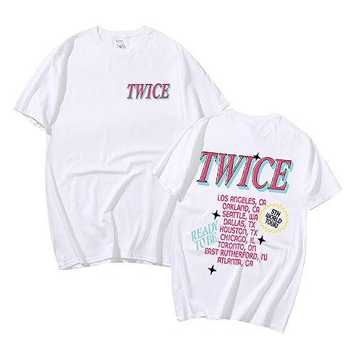 NCTCITY Herren Damen Kurzarm T-Shirt Twice 5TH World Tour Gedruckt Sommer Beiläufige Tops Harajuku Kurzärmliges Hemd Ready to BE NAYEON JEONGYEON MOMO SANA JIHYO MINA DAHYUN CHAEYOUNG TZUYU von NCTCITY