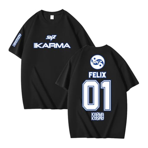 NCTCITY Herren Damen T-Shirt Stray Kids Karma Gedruckt Beiläufige Tops Baumwolle Harajuku Kurzarm Oberteile Ceremony BangChan Lee Know Changbin Hyunjin Han Felix Seungmin I.N von NCTCITY