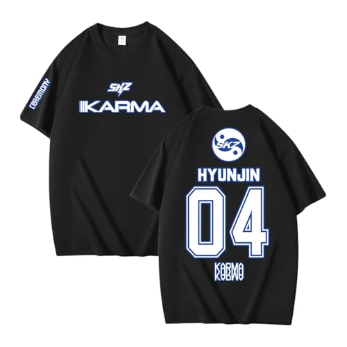 NCTCITY Herren Damen T-Shirt Stray Kids Karma Gedruckt Beiläufige Tops Baumwolle Harajuku Kurzarm Oberteile Ceremony BangChan Lee Know Changbin Hyunjin Han Felix Seungmin I.N von NCTCITY
