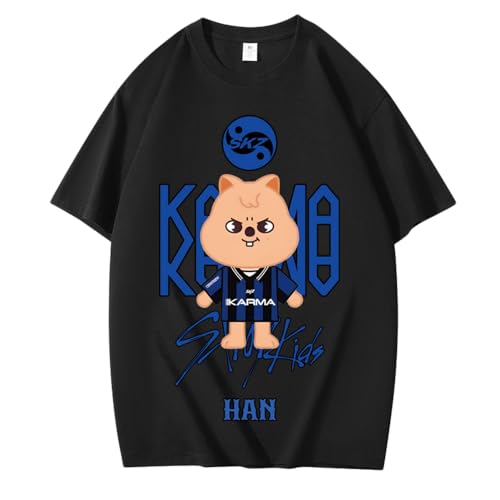 NCTCITY Herren Damen T-Shirt Stray Kids Karma süßes Cartoon-Tier Gedruckt Beiläufige Tops Baumwolle Harajuku Kurzarm Oberteile BangChan Lee Know Changbin Hyunjin Han Felix Seungmin I.N von NCTCITY