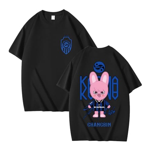 NCTCITY Herren Damen T-Shirt Stray Kids Karma süßes Cartoon-Tier Gedruckt Beiläufige Tops Baumwolle Harajuku Kurzarm Oberteile BangChan Lee Know Changbin Hyunjin Han Felix Seungmin I.N von NCTCITY