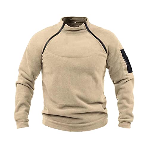 NCTCITY Herren Tactical Fleece Pullover Jacke Army Combat Sweatshirt Military Athletic Sport Jumper Tops Winddichte Freizeit Zip Top ohne Kapuze von NCTCITY