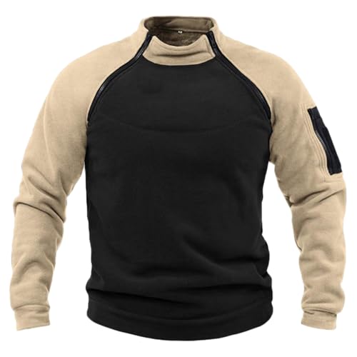 NCTCITY Herren Tactical Fleece Pullover Jacke Army Combat Sweatshirt Military Athletic Sport Jumper Tops Winddichte Freizeit Zip Top ohne Kapuze von NCTCITY