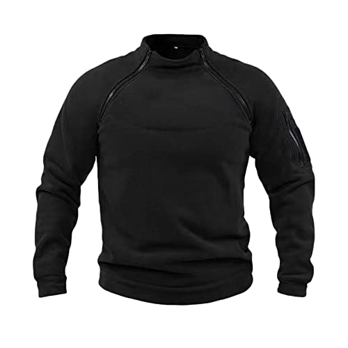 NCTCITY Herren Tactical Fleece Pullover Jacke Army Combat Sweatshirt Military Athletic Sport Jumper Tops Winddichte Freizeit Zip Top ohne Kapuze von NCTCITY