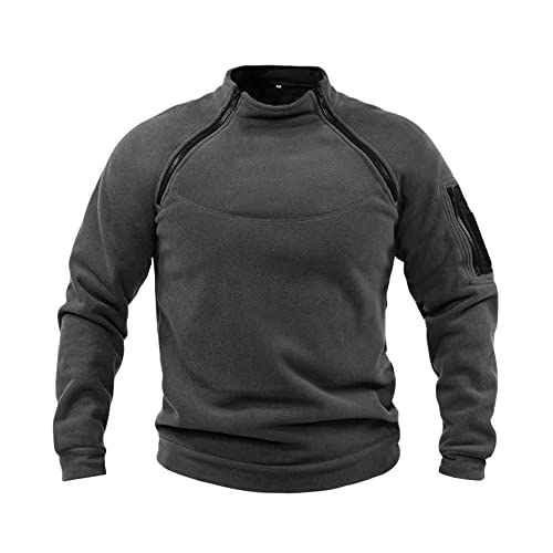 NCTCITY Herren Tactical Fleece Pullover Jacke Army Combat Sweatshirt Military Athletic Sport Jumper Tops Winddichte Freizeit Zip Top ohne Kapuze von NCTCITY