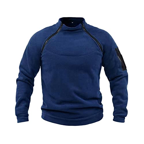 NCTCITY Herren Tactical Fleece Pullover Jacke Army Combat Sweatshirt Military Athletic Sport Jumper Tops Winddichte Freizeit Zip Top ohne Kapuze von NCTCITY
