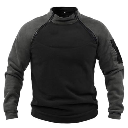 NCTCITY Herren Tactical Fleece Pullover Jacke Army Combat Sweatshirt Military Athletic Sport Jumper Tops Winddichte Freizeit Zip Top ohne Kapuze von NCTCITY