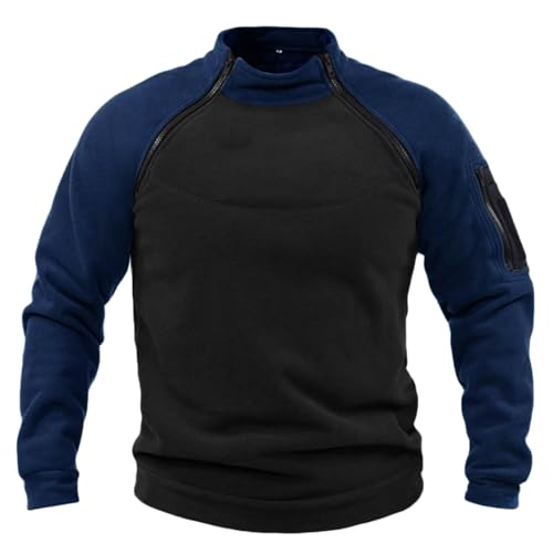 NCTCITY Herren Tactical Fleece Pullover Jacke Army Combat Sweatshirt Military Athletic Sport Jumper Tops Winddichte Freizeit Zip Top ohne Kapuze von NCTCITY