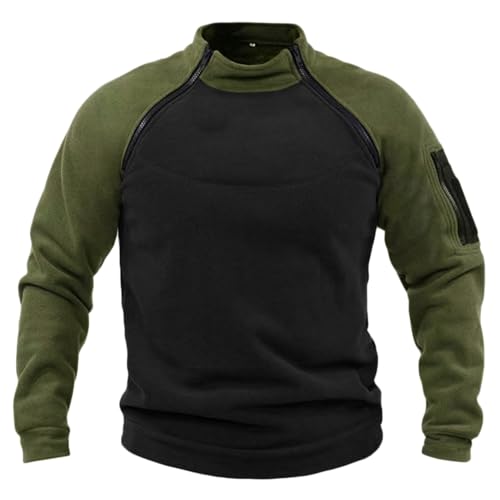 NCTCITY Herren Tactical Fleece Pullover Jacke Army Combat Sweatshirt Military Athletic Sport Jumper Tops Winddichte Freizeit Zip Top ohne Kapuze von NCTCITY