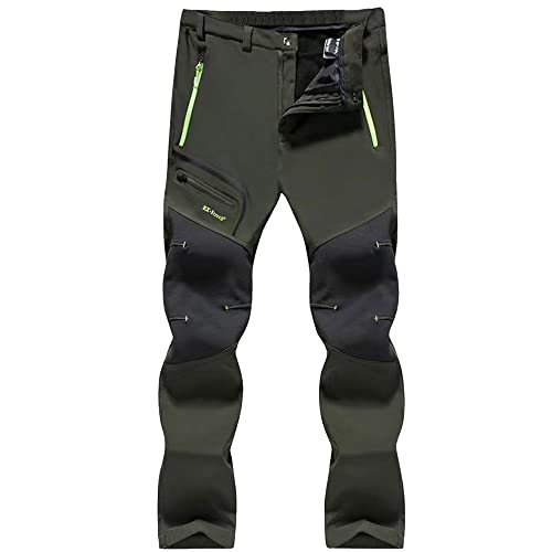 NCTCITY Herren Wanderhose Atmungsaktiv Wasserdicht Softshellhose Outdoorhose Winddicht Gefüttert Skihose Warm Verdickte Snowboardhose Winter Trekkinghose Funktionshose von NCTCITY