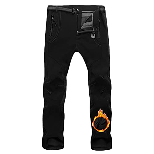 NCTCITY Herren Wanderhose Wasserdicht Atmungsaktiv Softshellhose Gefütterte Outdoorhose Winddicht Gefüttert Skihose Warm Verdickte Snowboardhose Winter Trekkinghose von NCTCITY