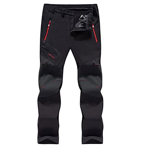 NCTCITY Herren Wanderhose Wasserdicht Softshellhose Outdoorhose Winddicht Gefüttert Skihose Warm Verdickte Snowboardhose Winter Trekkinghose Funktionshose von NCTCITY