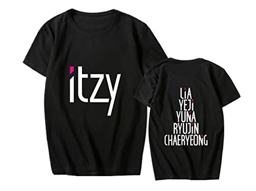 NCTCITY KPOP ITZY T-Shirt Sommer Unisex Baumwolle Beiläufige Lose Bedrucktes Tops Rundhals Kurzarm T-Shirts JYUNA RYUJIN CHAERYEONG LIA YEJI von NCTCITY