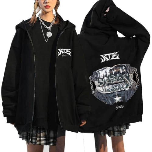 NCTCITY Kapuzenjacke Stray Kids ATE Y2K E-Girl Zip Up Hoodies Freizeit Streetwear Sweater Langarm Top Harajuku Jacke Sweatshirt BangChan Lee Know Changbin Hyunjin Han Felix Seungmin I.N von NCTCITY