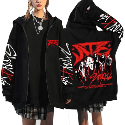 NCTCITY Kapuzenjacke Stray Kids ATE Y2K E-Girl Zip Up Hoodies Freizeit Streetwear Sweater Langarm Top Harajuku Jacke Sweatshirt BangChan Lee Know Changbin Hyunjin Han Felix Seungmin I.N von NCTCITY