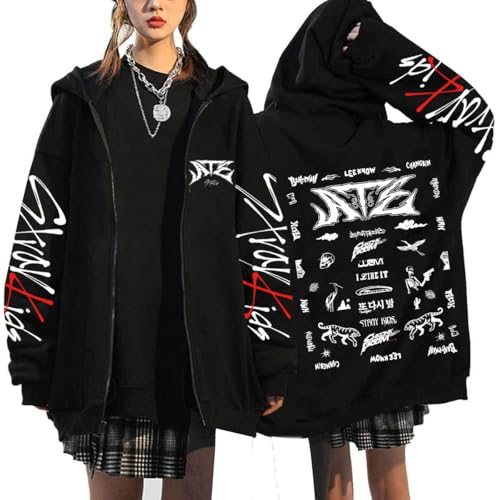NCTCITY Kapuzenjacke Stray Kids ATE Y2K E-Girl Zip Up Hoodies Freizeit Streetwear Sweater Langarm Top Harajuku Jacke Sweatshirt BangChan Lee Know Changbin Hyunjin Han Felix Seungmin I.N von NCTCITY