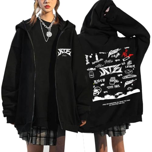 NCTCITY Kapuzenjacke Stray Kids ATE Y2K E-Girl Zip Up Hoodies Freizeit Streetwear Sweater Langarm Top Harajuku Jacke Sweatshirt BangChan Lee Know Changbin Hyunjin Han Felix Seungmin I.N von NCTCITY