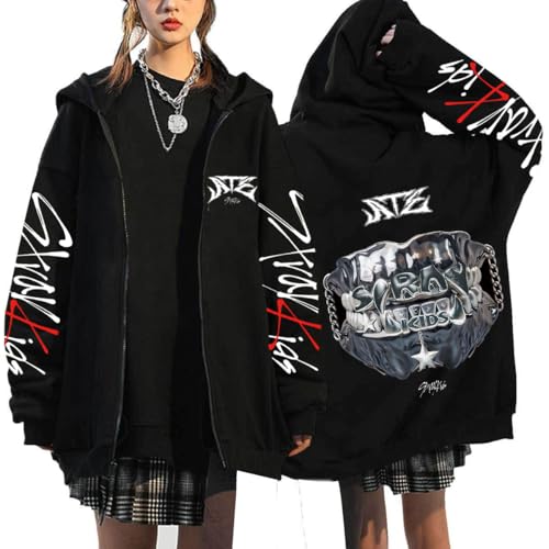 NCTCITY Kapuzenjacke Stray Kids ATE Y2K E-Girl Zip Up Hoodies Freizeit Streetwear Sweater Langarm Top Harajuku Jacke Sweatshirt BangChan Lee Know Changbin Hyunjin Han Felix Seungmin I.N von NCTCITY