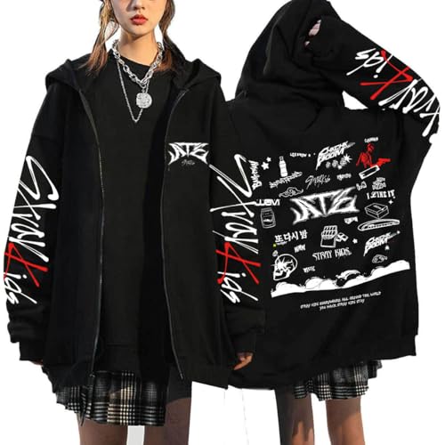 NCTCITY Kapuzenjacke Stray Kids ATE Y2K E-Girl Zip Up Hoodies Freizeit Streetwear Sweater Langarm Top Harajuku Jacke Sweatshirt BangChan Lee Know Changbin Hyunjin Han Felix Seungmin I.N von NCTCITY