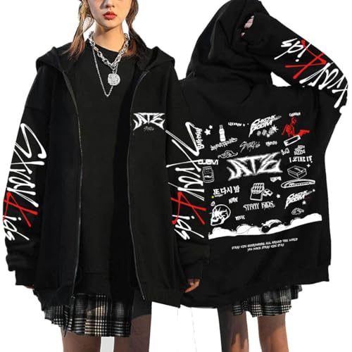 NCTCITY Kapuzenjacke Stray Kids ATE Y2K E-Girl Zip Up Hoodies Freizeit Streetwear Sweater Langarm Top Harajuku Jacke Sweatshirt BangChan Lee Know Changbin Hyunjin Han Felix Seungmin I.N von NCTCITY