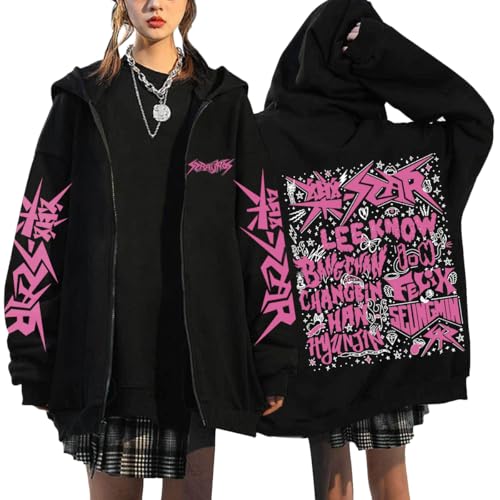 NCTCITY Kapuzenjacke Y2K E-Girl Zip Up Hoodies Freizeit Streetwear Sweater Langarm Top Harajuku Jacke Sweatshirt Stray Kids 樂-Star Merch BangChan Lee Know Changbin Hyunjin Han Felix Seungmin I.N von NCTCITY