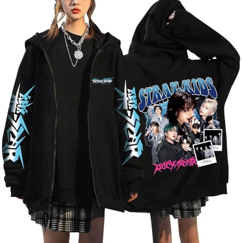 NCTCITY Kapuzenjacke Y2K E-Girl Zip Up Hoodies Freizeit Streetwear Sweater Langarm Top Harajuku Jacke Sweatshirt Stray Kids 樂-Star Merch BangChan Lee Know Changbin Hyunjin Han Felix Seungmin I.N von NCTCITY
